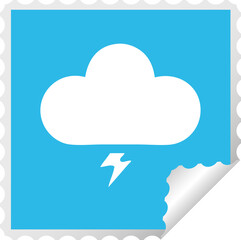 square peeling sticker cartoon thunder cloud
