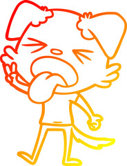 warm gradient line drawing cartoon disgusted dog