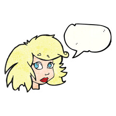 speech bubble textured cartoon female face