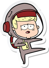 sticker of a cartoon tired astronaut