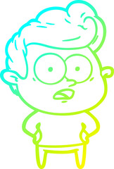 cold gradient line drawing cartoon staring man