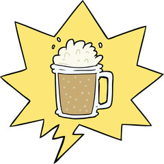 cartoon pint of ale and speech bubble