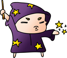 gradient cartoon  cute kawaii wizard child