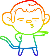rainbow gradient line drawing cartoon suspicious monkey