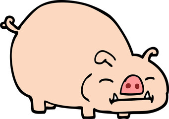 hand drawn doodle style cartoon pig