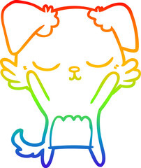 rainbow gradient line drawing cute cartoon dog