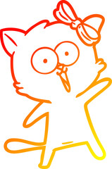 warm gradient line drawing cartoon cat