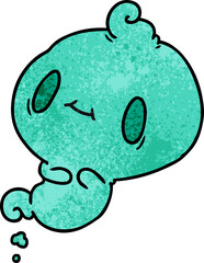 textured cartoon of a kawaii cute ghost