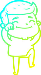 cold gradient line drawing happy cartoon man