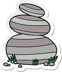 sticker of a cartoon large stacked stones