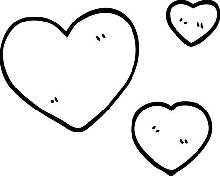 line drawing cartoon love hearts