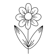 Flower icon with leaves doodle for wedding ornament and decorative design