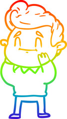 rainbow gradient line drawing happy surprised cartoon man
