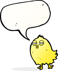 funny cartoon bird with speech bubble