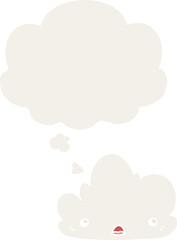 cute cartoon cloud and thought bubble in retro style