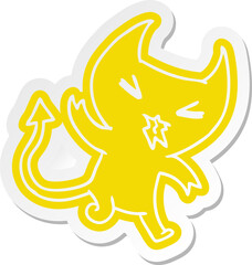 cartoon sticker of a kawaii cute demon
