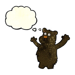 cartoon funny black bear with thought bubble