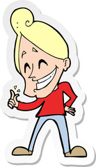 sticker of a cartoon man snapping fingers