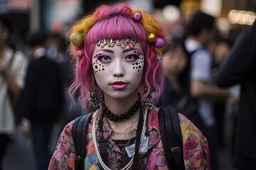beautiful woman portrait,  Japanese girl wearing mix modern contemporary clothes fashion style, Generative Ai - obrazy, fototapety, plakaty