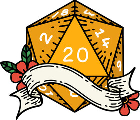 natural twenty D20 dice roll illustration