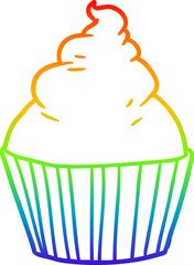 rainbow gradient line drawing cartoon cup cake