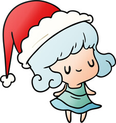 Obraz premium christmas gradient cartoon of kawaii girl