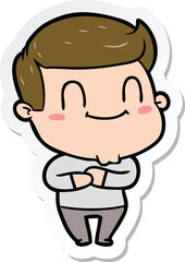 sticker of a cartoon happy man