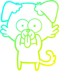 Fototapeta premium cold gradient line drawing cartoon dog with tongue sticking out