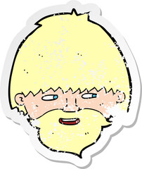 retro distressed sticker of a cartoon bearded man