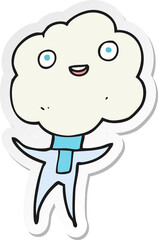 sticker of a cute cloud head creature