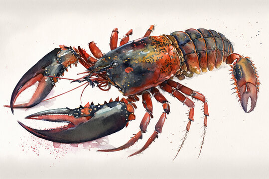 Lobster drawing with bit of watercolour.