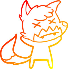 warm gradient line drawing cartoon cross eyed fox