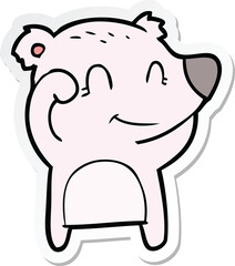 sticker of a tired smiling bear cartoon