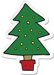 sticker of a cartoon christmas tree