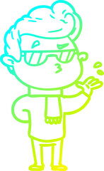 cold gradient line drawing cartoon cool guy