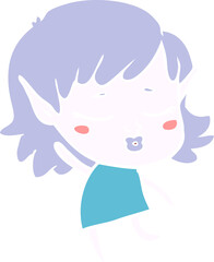 pretty flat color style cartoon elf girl dancing