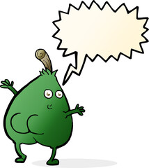 a nice pear cartoon with speech bubble