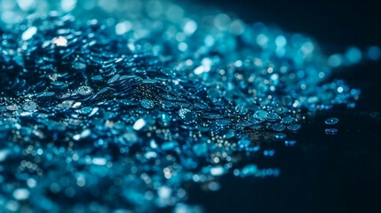 Shiny Blue Glitter In Abstract Defocused Background