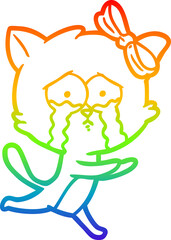 Obraz premium rainbow gradient line drawing cartoon cat