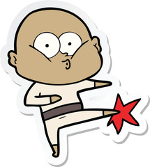 sticker of a cartoon bald man staring