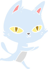 flat color style cartoon cat staring