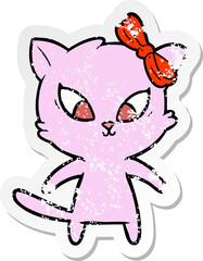 distressed sticker of a cartoon cat