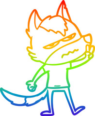 rainbow gradient line drawing cartoon annoyed wolf