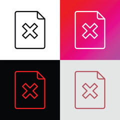 Document rejected: sheet with cross mark. Thin line icon. Modern vector illustration.