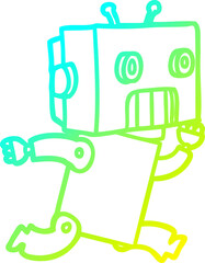 cold gradient line drawing cartoon robot