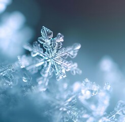 macro close up of snowflakes