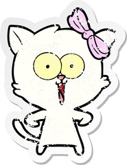 distressed sticker of a cartoon cat