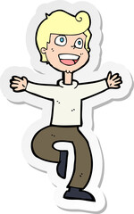 sticker of a cartoon excited boy