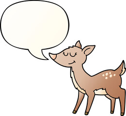 cartoon deer and speech bubble in smooth gradient style