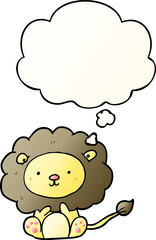 cartoon lion and thought bubble in smooth gradient style